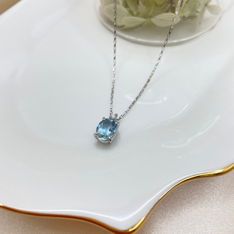 K18WG ネックレス アクワマリン CJ0103