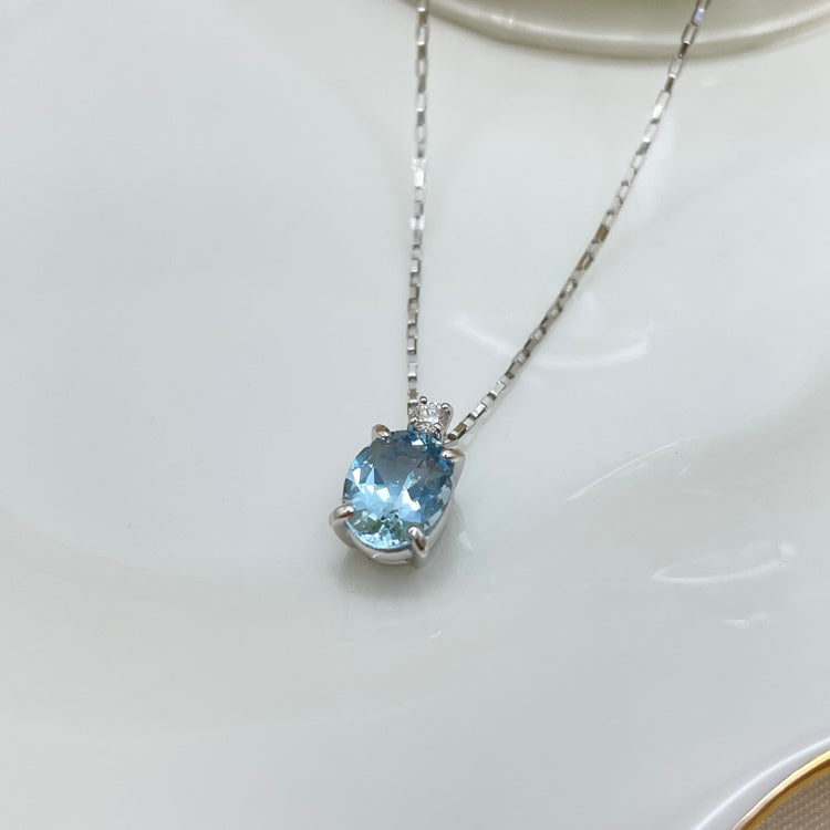 K18WG ネックレス アクワマリン CJ0103