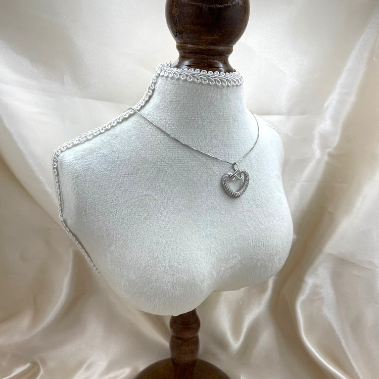 K18WG ネックレス ダイヤ ハート CJ0126