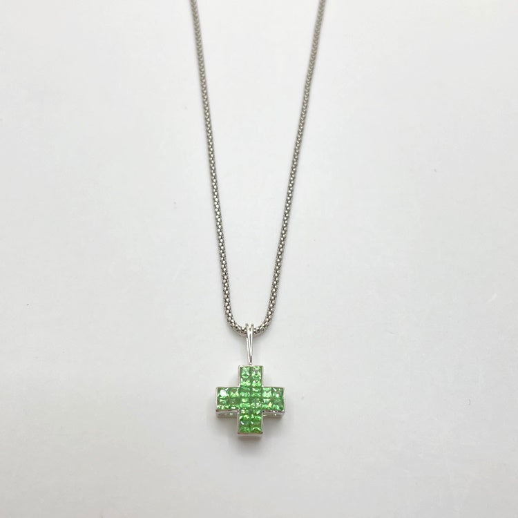 K18WG ネックレス グリーングロッシュラーガーネット CJ0351
