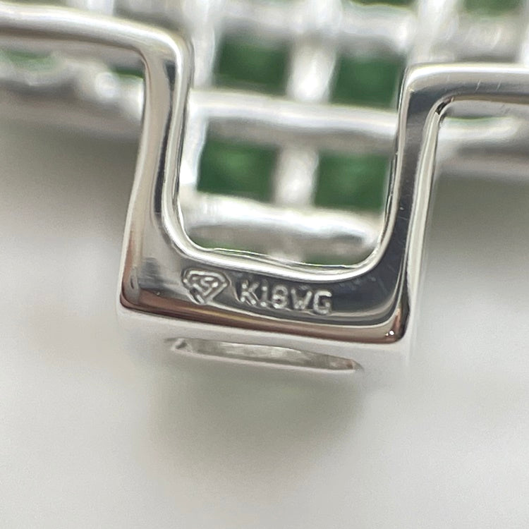 K18WG ネックレス グリーングロッシュラーガーネット CJ0351