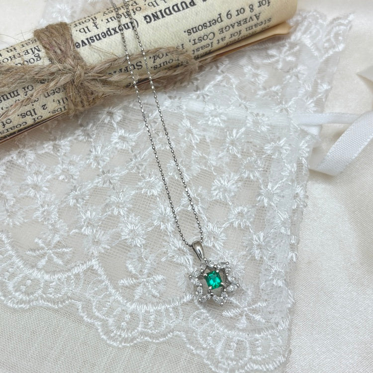 Pt ネックレス エメラルド CJ0555