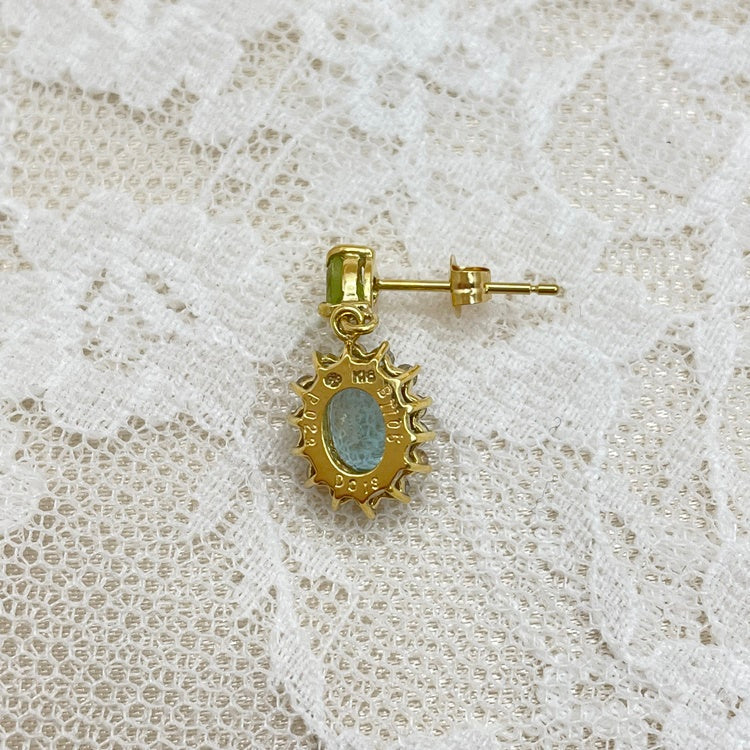 K18 ピアス ブルートパーズ ペリドット ダイヤ CJ0029