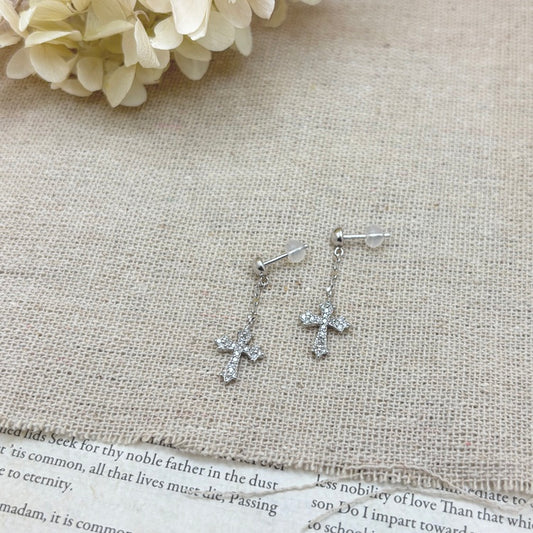 K18WG ピアス ダイヤ CJ0573