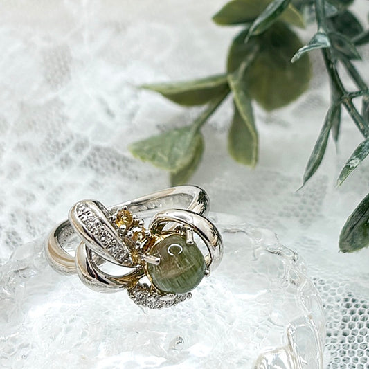 Pt / K18リング バイカラートルマリン キャッツアイ CJ0631