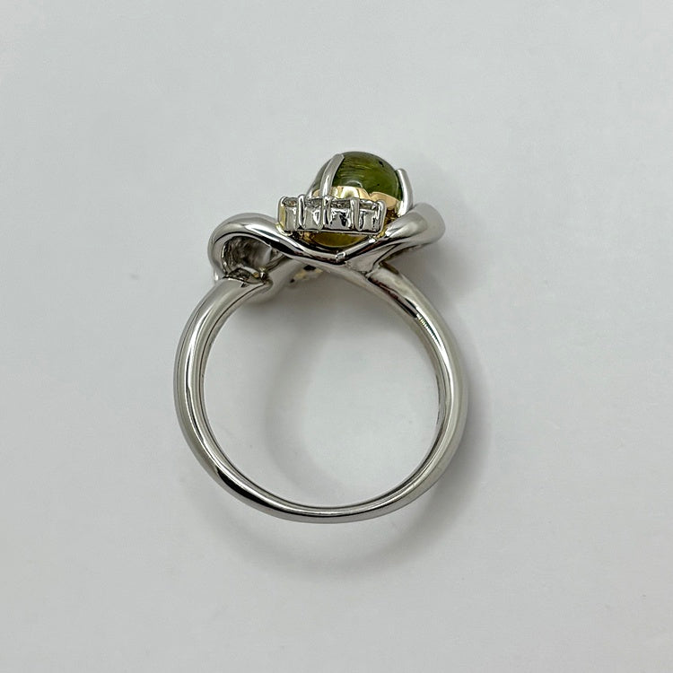 Pt / K18リング バイカラートルマリン キャッツアイ CJ0631