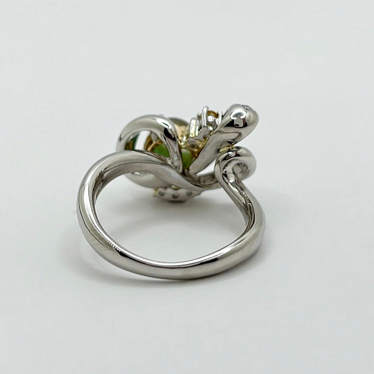 Pt / K18リング バイカラートルマリン キャッツアイ CJ0631