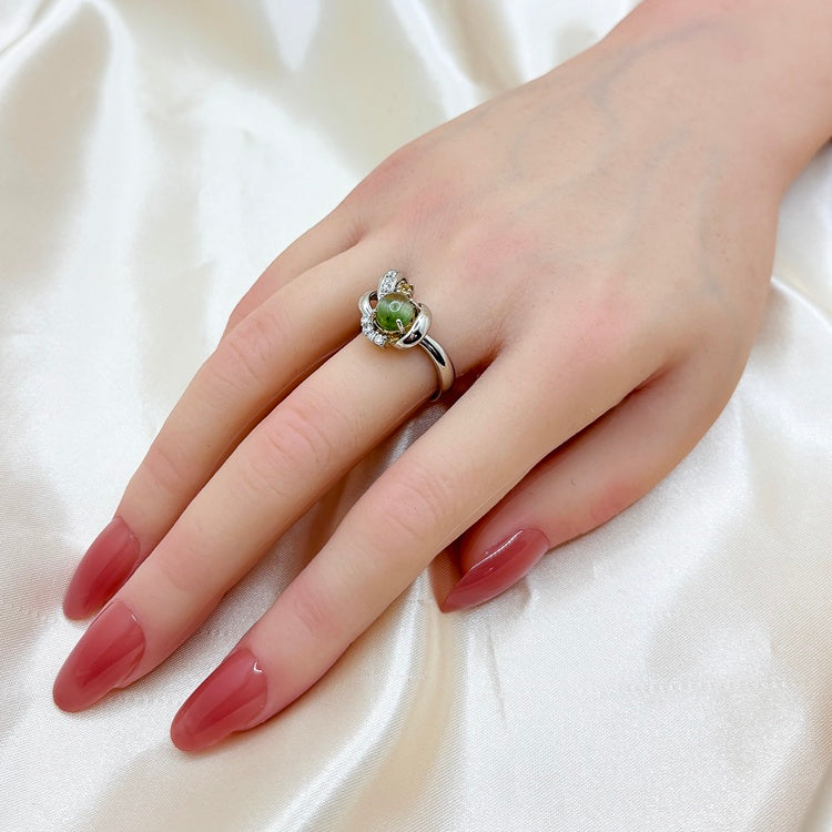 Pt / K18リング バイカラートルマリン キャッツアイ CJ0631