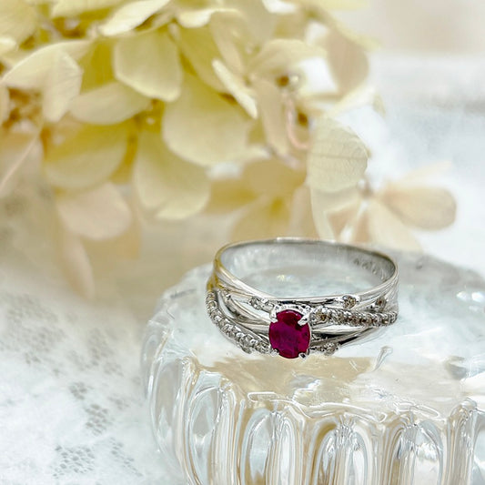 K18WG リング  ルビー CJ0646