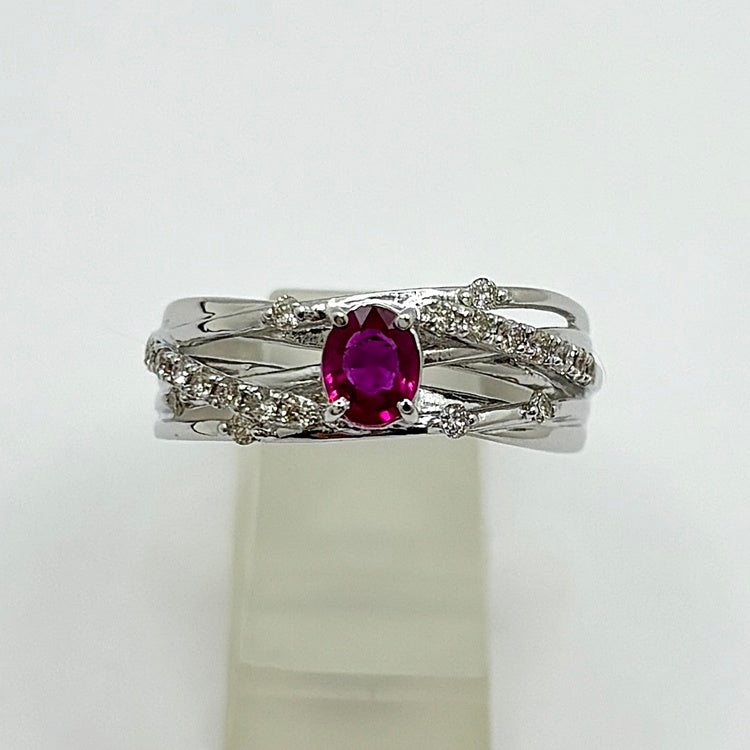 K18WG リング  ルビー CJ0646