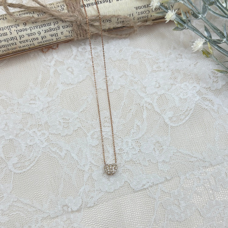 K18PG ネックレス ダイヤ ハート CJ0673