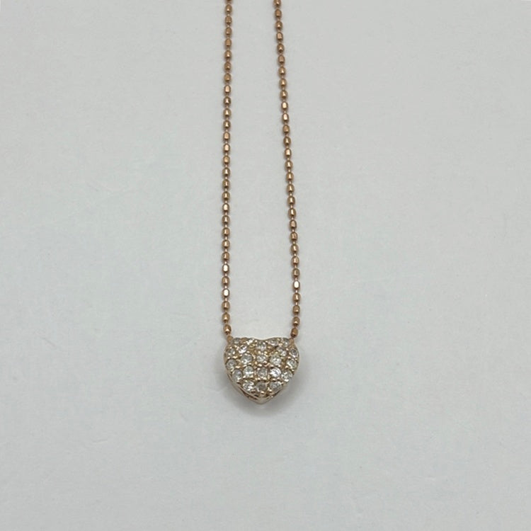 K18PG ネックレス ダイヤ ハート CJ0673