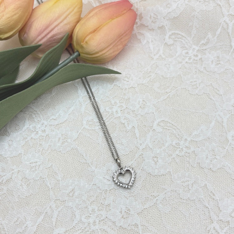 Pt ネックレス ダイヤ ハート CJ0679