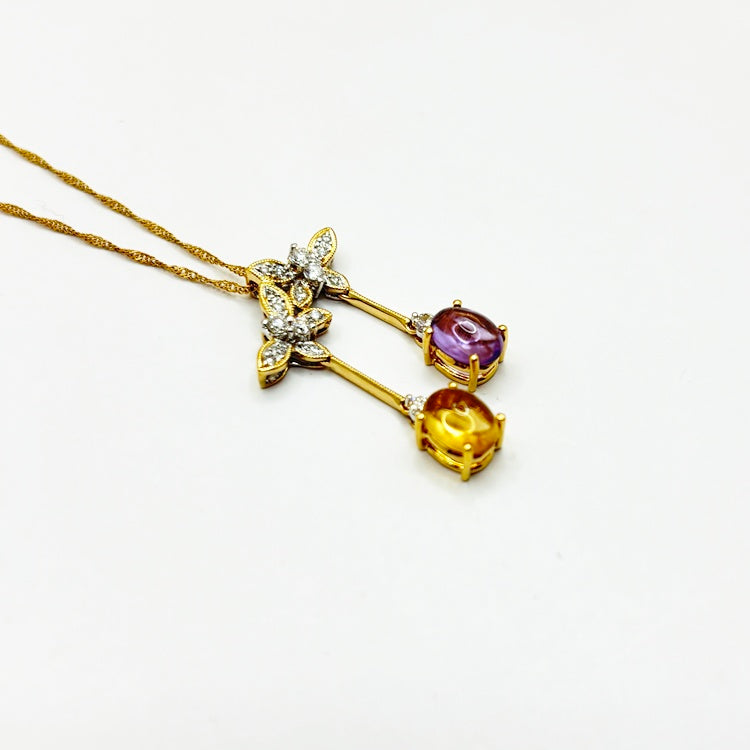 K18 ネックレス  アメシスト　シトリン　CJ0690