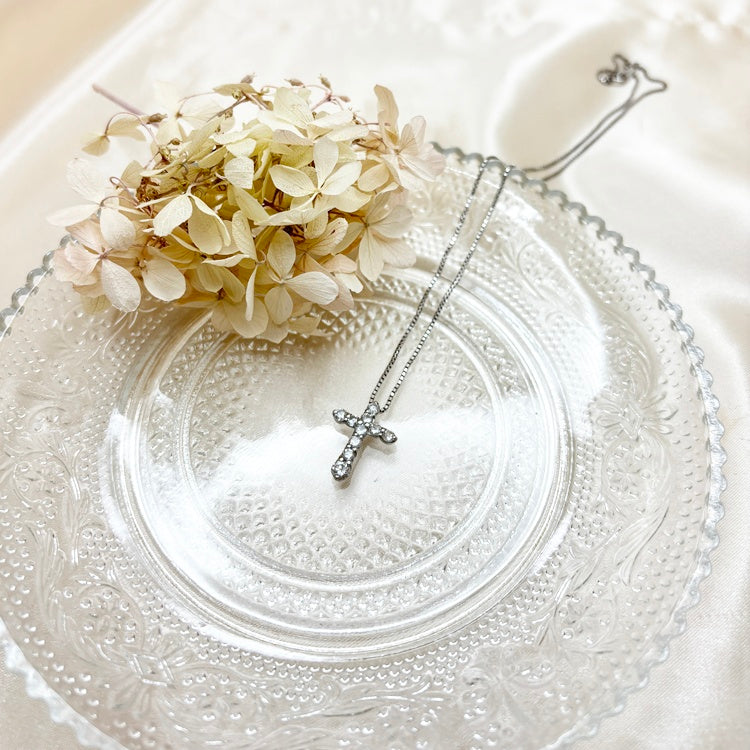 Pt ネックレス  ダイヤ クロス CJ0691