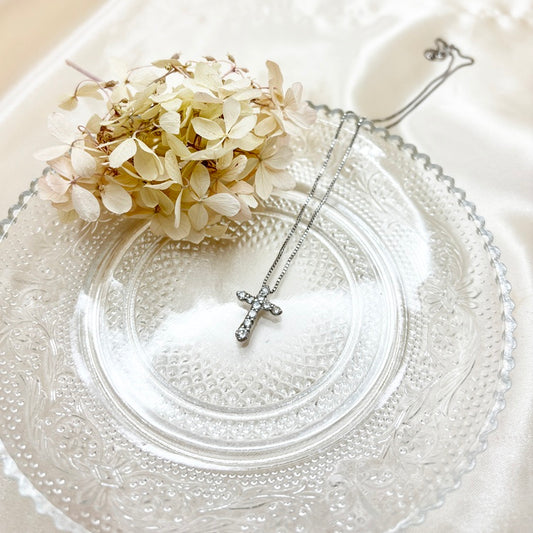 Pt ネックレス  ダイヤ クロス CJ0691