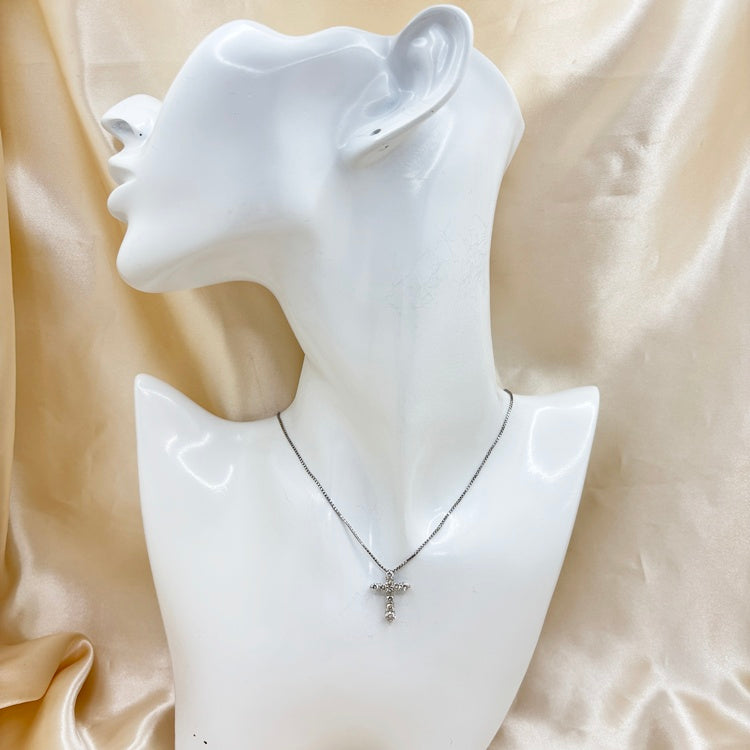 Pt ネックレス  ダイヤ クロス CJ0691